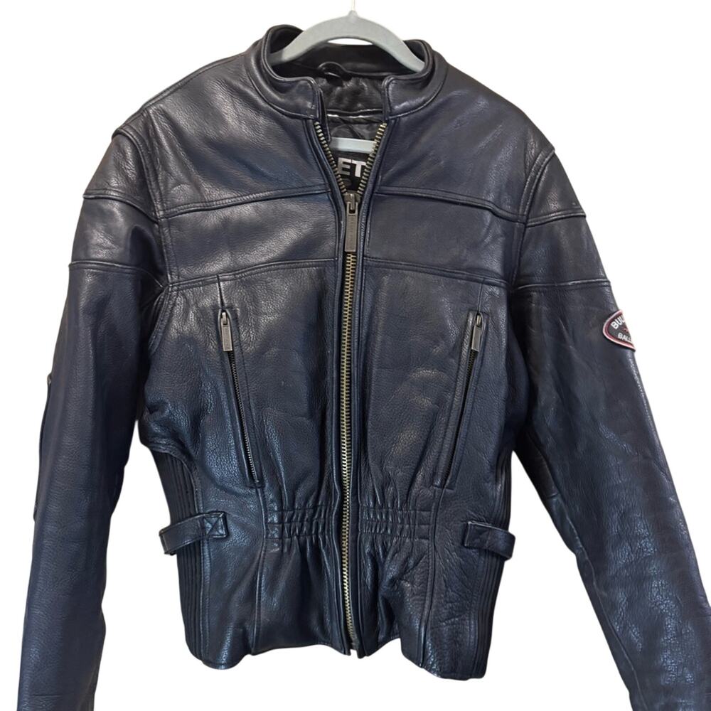 Women's Black Leather Kevlar Motorcycle Jacket - Picture 3 of 12